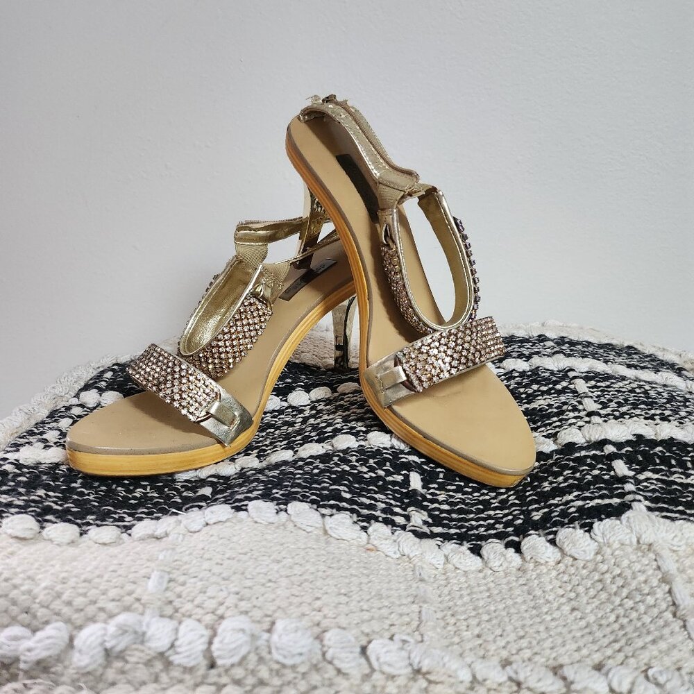 Metallic Rhinestone Dress Sandal